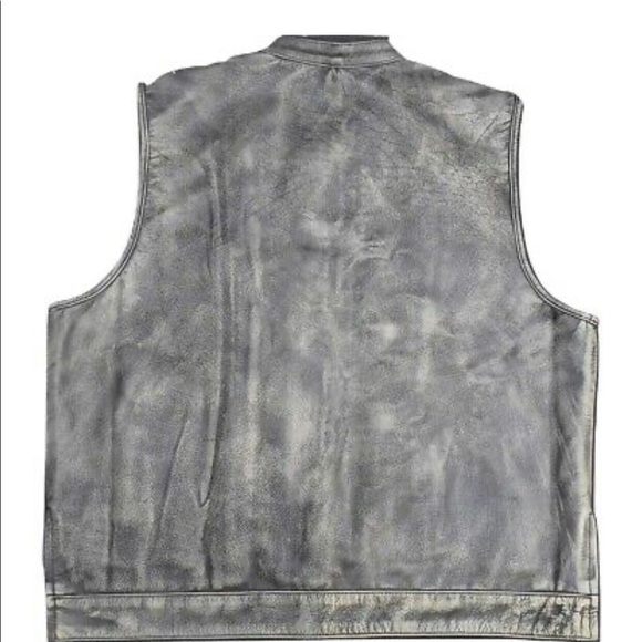 Mens Club Vest Distressed Brown Leather Motorcycle Biker SOA Style New With Tags - Picture 2 of 3